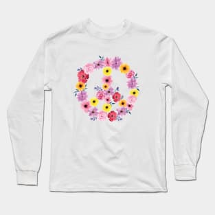 Flowers Peace Symbol Long Sleeve T-Shirt